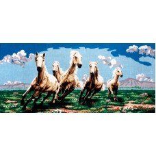 Канва жесткая с рисунком Табун белых лошадей 125х60 см GOBELIN L. DIAMANT B.925/01