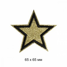 Термоаппликации вышитые TBY.S Звезды из глиттера цв.золото 10 шт 65х65 мм