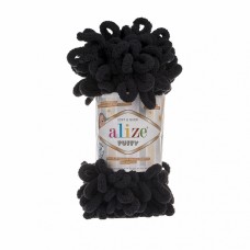 Пряжа для вязания Ализе Puffy (100% микрополиэстер) 5х100г/9.5м цв.060 черный