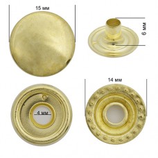 Кнопка латунь New Star N61 (О-образная) 15мм цв. золото уп. 720шт