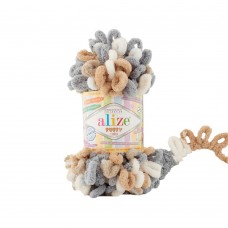 Пряжа для вязания Ализе Puffy color (100% микрополиэстер) 5х100г/9м цв.6395