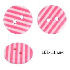 Пуговицы пластик TBY P-L28-2 цв.белый-розовый 18L-11мм, 2 прокола, 50 шт
