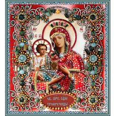 Набор для вышивания хрустальными бусинами ОБРАЗА В КАМЕНЬЯХ  77-Ц-16 Богородица Троеручица 16,5х18 см