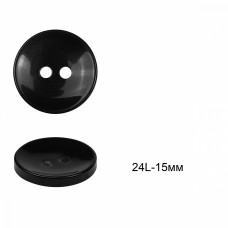 Пуговицы пластиковые C-NE64 цв.черный 24L-15мм, 2 прокола, 72шт
