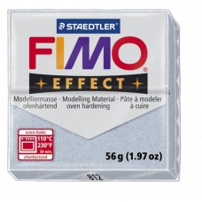 FIMO Effect полимерная глина, запекаемая в печке, уп. 56г цв.серебряный с блестками, 8020-812