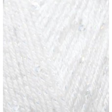Пряжа для вязания Ализе Sal abiye (5% пайетки, 5% металлик, 10% полиэстер, 80% акрил) 5х100г/410м цв.055 белый