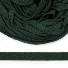 Шнур плоский х/б 10мм турецкое плетение цв.019 т.зелёный уп.50 м