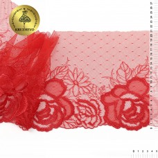 Кружево вышивка на сетке KRUZHEVO TBY.OG46 шир.210мм цв.красный, правая уп.6м