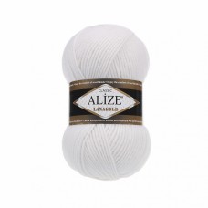 Пряжа для вязания Ализе LanaGold (49% шерсть, 51% акрил) 5х100г/240м цв.055 белый