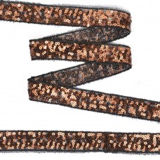Тесьма с пайетками TBY на сетке  TDF02013 шир.20мм цв.черный+розовое золото уп.13,7м