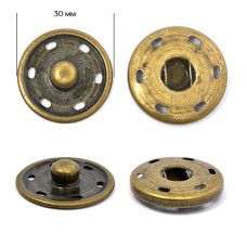 Кнопка пришивная TBY-SBB латунь 30 мм цв. античная латунь уп. 72шт