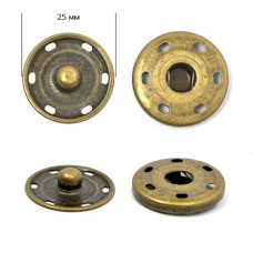 Кнопка пришивная TBY-SBB латунь 25 мм цв. античная латунь уп. 72шт