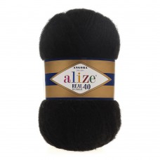 Пряжа для вязания Ализе Angora Real 40 (40% шерсть, 60% акрил) 5х100г/480м цв.060 черный