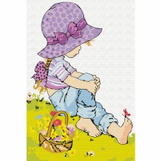 Набор юного художника Molly KH0888 Девочка на полянке (15 Цветов) 20х30 см