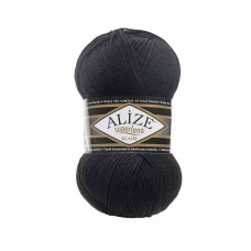 Пряжа для вязания Ализе Superlana klasik (25% шерсть, 75% акрил) 5х100г/280м цв.060 черный
