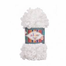 Пряжа для вязания Ализе Puffy Fine (100% микрополиэстер) 5х100г/14м цв.055 белый