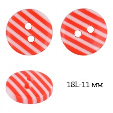 Пуговицы пластик TBY P-L28-4 цв.белый-красный 18L-11мм, 2 прокола, 50 шт