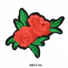 Термоаппликации вышитые TBY.2196 Красная роза 8х6,5см, уп.10шт