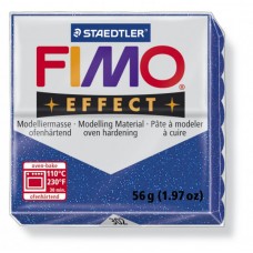 FIMO Effect полимерная глина, запекаемая в печке, уп. 56г цв.синий с блестками, 8020-302