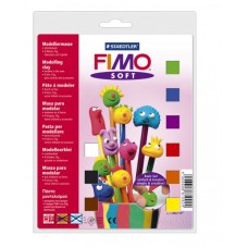 FIMO Soft основной комплект полимерной глины из 9 блоков по 25г лак, инструмент, основа 8023 10