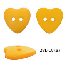 Пуговицы пластик Сердце TBY.P-1628 цв.14 т.желтый 28L-18мм, на 2 прокола, 50 шт