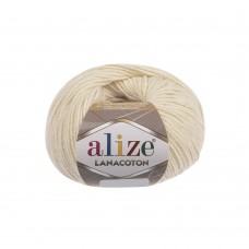 Пряжа для вязания Ализе Lana Coton (26% шерсть, 26% хлопок, 48% акрил) 10х50г/160м цв.001 кремовый