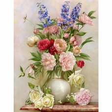 Картины мозаикой Molly KM0245 Бузин. Букет в белой вазе (37 цветов) 40х50 см