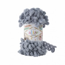 Пряжа для вязания Ализе Puffy (100% микрополиэстер) 5х100г/9.5м цв.428 средне-серый