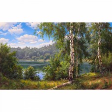 Картины мозаикой Molly KM0262 Прищепа. Лесное озеро (31 цвет) 40х50 см