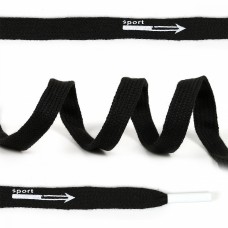 Шнурки TBY плоские 10мм SLF057 цв.черный Sport длина 130 см уп.10шт
