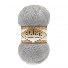 Пряжа для вязания Ализе Angora Gold (20% шерсть, 80% акрил) 5х100г/550м цв.021 серый