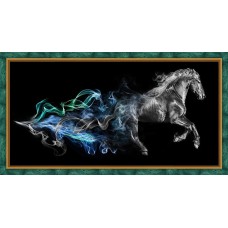 Набор для изготовления картин АЛМАЗНАЯ ЖИВОПИСЬ АЖ.1828 «Конь в дыму» 60х30 см