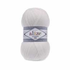 Пряжа для вязания Ализе LanaGold 800 (49% шерсть, 51% акрил) 5х100г/800м цв.055 белый