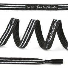 Шнурки TBY плоские 10мм SLF025 длина 130 см цв.черный/белый уп.10шт