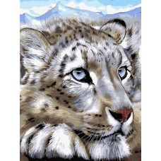 Картина по номерам с цветной схемой на холсте Molly KK0695 Снежный леопард 30х40 см