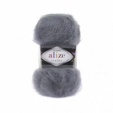 Пряжа для вязания Ализе Mohair classic NEW (25% мохер, 24% шерсть, 51% акрил) 5х100г/200м цв.087 угольный серый