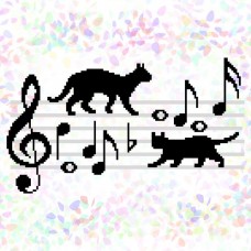 Флизелин водорастворимый с рисунком CONFETTI  K350 Коты-музыканты