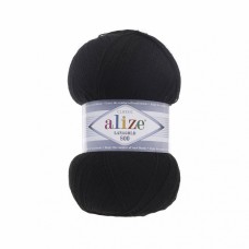Пряжа для вязания Ализе LanaGold 800 (49% шерсть, 51% акрил) 5х100г/800м цв.060 черный
