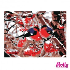Картины по номерам Molly KH0755 Снегири (10 Цветов) 15х20 см