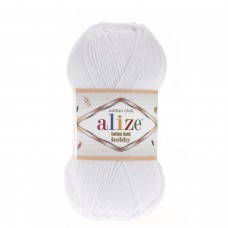 Пряжа для вязания Ализе Cotton Gold Hobby (55% хлопок, 45% акрил) 5х50г/165м цв.055 белый