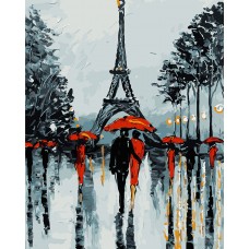 Картины по номерам на дереве DALI ФТ.WS024 Парижские зонтики 40х50 см
