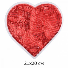 Термоаппликации с пайетками TBY.2160 Сердце красное 21х20,5см, уп.2 шт.