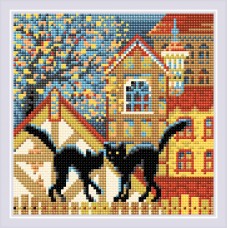 Набор РИОЛИС мозаичная картина AM0049 Город и кошки. Осень 20х20 см