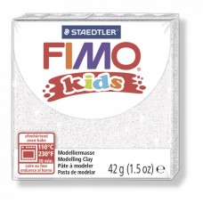 FIMO kids полимерная глина для детей, уп. 42г цв.блестящий белый, 8030-052