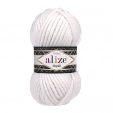 Пряжа для вязания Ализе Superlana Megafil (25% шерсть, 75% акрил) 5х100г/55м цв.055 белый