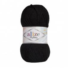 Пряжа для вязания Ализе My Baby (100% акрил) 5х50г/150м цв.060 черный