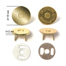 Кнопка магнитная на усиках ТВ.6614 h2мм Ø18мм цв. золото уп. 50шт