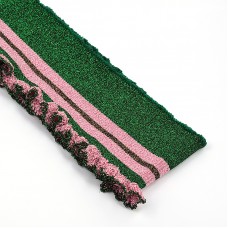 Подвяз трикотажный полиэстер TBY.73031 цв.зеленый с розовыми полосами с люрексом, 8х76см уп.5шт