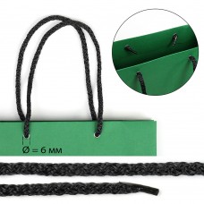 Шнурок для пакетов с крючком вязанный полипропилен пп6 d6мм L40см цв.02 черный (уп 100шт/50пар)