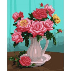 Картины по номерам на дереве Flamingo ФТ.FLA011 Розы в белой вазе 40х50 см